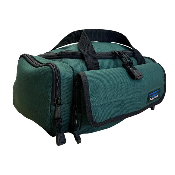 L.L. Bean Green Canvas Zippered Compartments Carry Handles AK02 Mini Duffel Bag - Picture 4 of 11